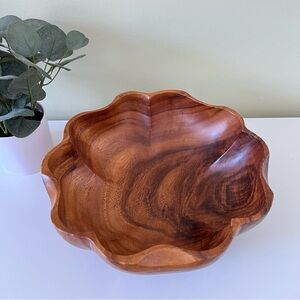Vintage MCM Wood Scalloped Salad Bowl